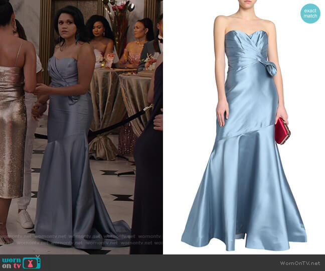 Badgley Mischka Strapless Side-Bow Gown worn by Yoli (Justina Adorno) on Grand Hotel