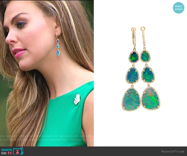 Dilamani Black Opal & Diamond Halo Dangle Earring worn by Hannah Brown on The Bachelorette