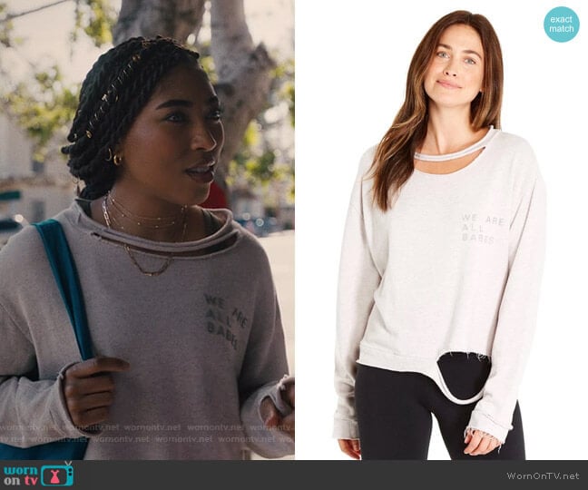 Good Hyouman We are All Babes sweatshirt worn by Peri (Adriyan Rae) on Light as a Feather