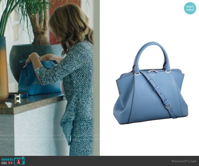 Cartier C d Cartier Small Bag in Aquamarine Taurillon Leather worn by Renata Klein (Laura Dern) on Big Little Lies