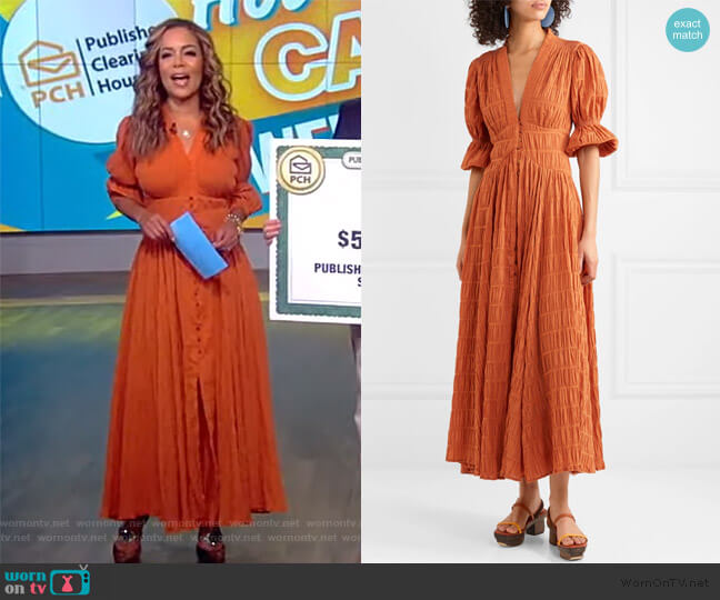 Cult Gaia Willow shirred cotton-blend maxi dress worn by Sunny Hostin on The View