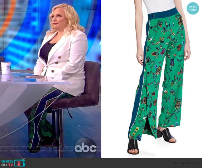 Derek Lam 10 Crosby Floral-Print Track Pant with Side-Snap Detail worn by Meghan McCain on The View