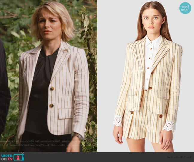 Derek Lam 10 Crosby Cropped Blazer worn by Lizzie Needham (Bojana Novakovic) on Instinct