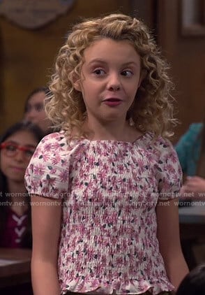 Destiny’s white floral smocked top on Bunkd