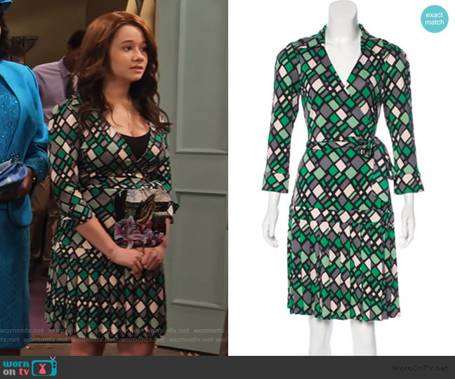 Diane von Furstenberg Shilo Silk Wrap Dress worn by Jade (Talia Jackson) on Family Reunion