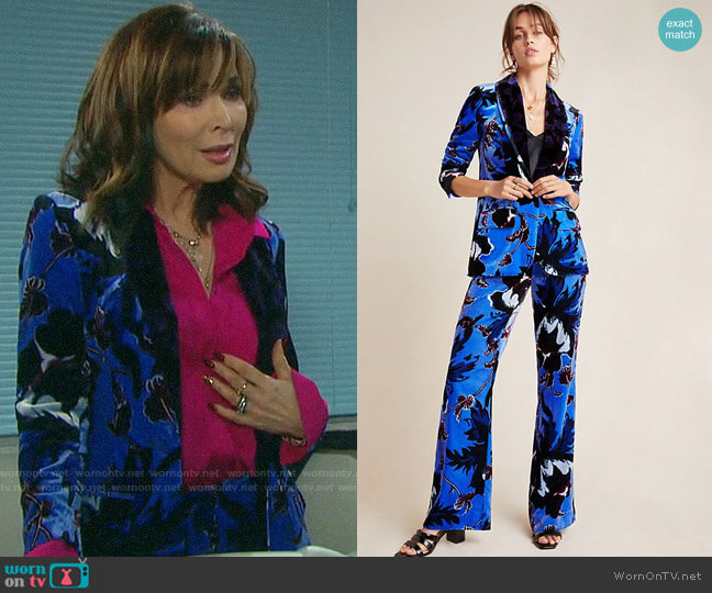 Diane von Furstenberg Velvet Tommy Blazer worn by Kate Roberts (Lauren Koslow) on Days of our Lives