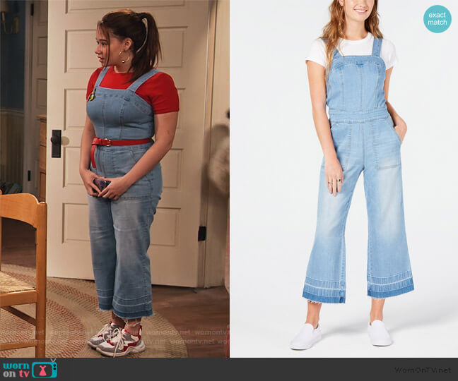 Dollhouse Cropped Wide-Leg Denim Overalls worn by Jade (Talia Jackson) on Family Reunion