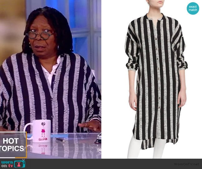Dubgee by Whoopi Plus Size Half Herringbone Button-Front Long Tunic worn by Whoopi Goldberg on The View