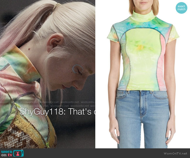 Eckhaus Latta Tie Dye Mock Neck Tee worn by Jules Vaughn (Hunter Schafer) on Euphoria