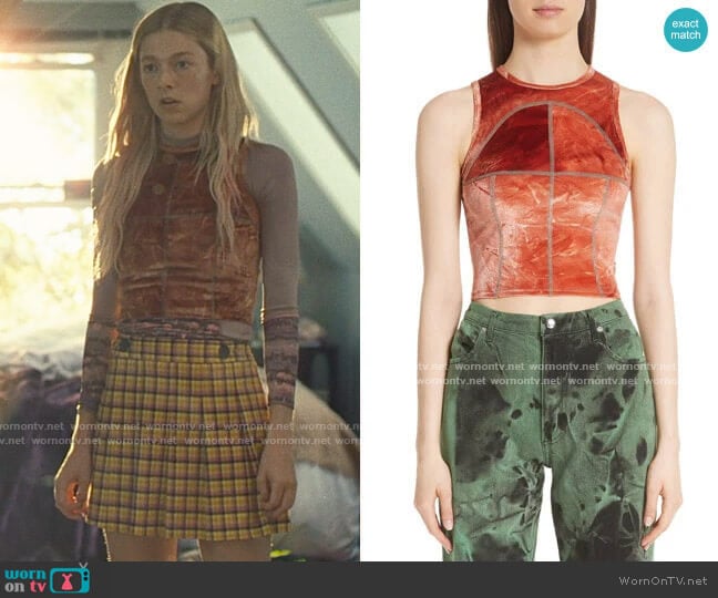 Eckhaus Latta Velour Fitted Tank worn by Jules Vaughn (Hunter Schafer) on Euphoria