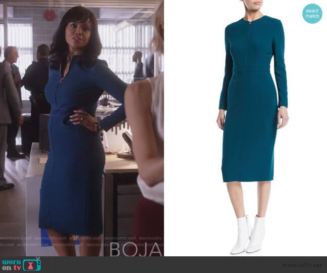 Escada Long-Sleeve Zip-Front Mid-Length Sheath Dress worn by Jasmine Gooden (Sharon Leal) on Instinct