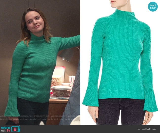 Sandro Estelle Flare-Sleeve Cable Knit Sweater worn by Grace Russell (Bailee Madison) on Good Witch