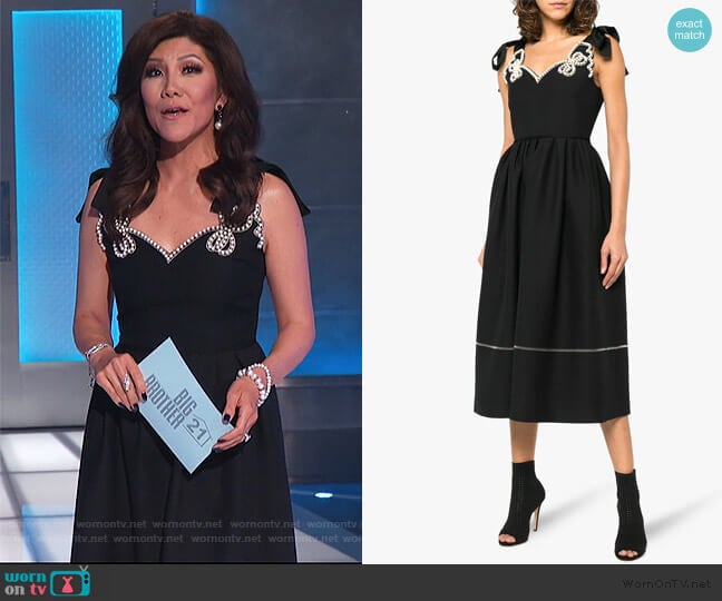 Fendi Pearl embellished midi dress worn by Julie Chen on Big Brother