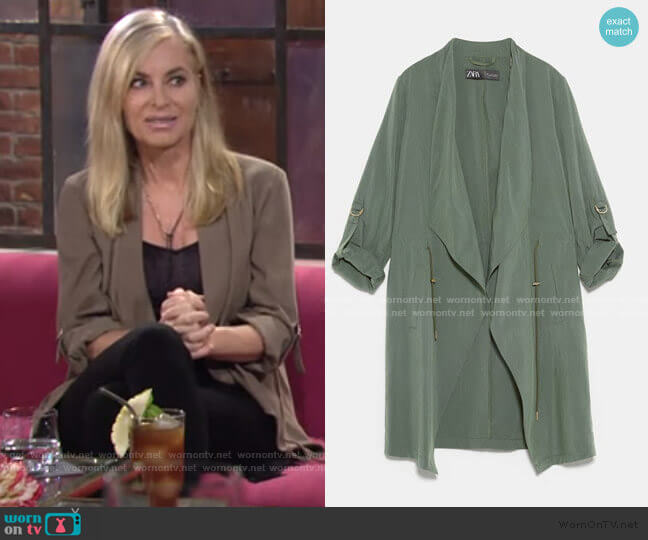 Zara Flowy Frock Coat with Pockets worn by Ashley Abbott (Eileen Davidson) on The Young and the Restless