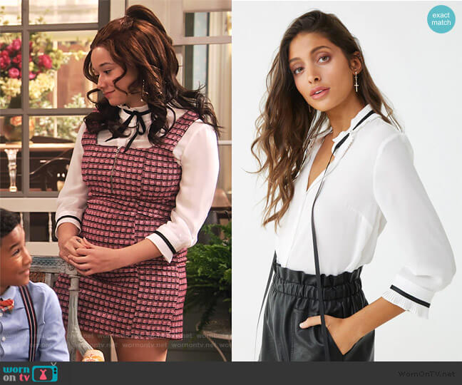 Forever 21 Pleated Neck-Tie Top worn by Jade (Talia Jackson) on Family Reunion