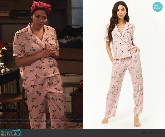 Forever 21 Zebra Print PJ Set worn by Jade (Talia Jackson) on Family Reunion