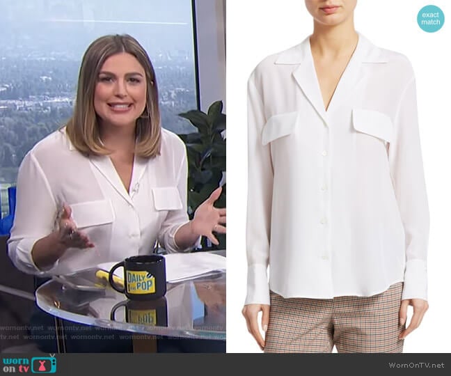 Frame Pocket Silk Button-Down worn by Carissa Loethen Culiner on E! News