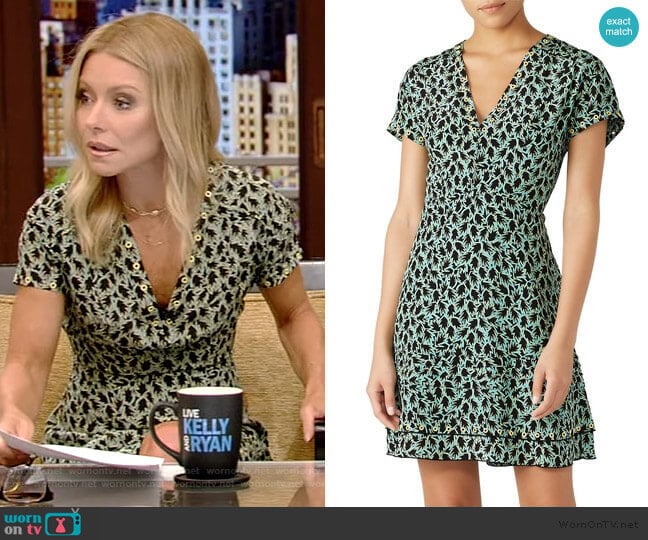 Derek Lam 10 Crosby Grommet Detail V-Neck Dress worn by Kelly Ripa on Live with Kelly and Mark