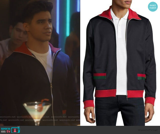 Gucci Web Track Jacket worn by Vivek Shah (Jordan Buhat) on Grown-ish
