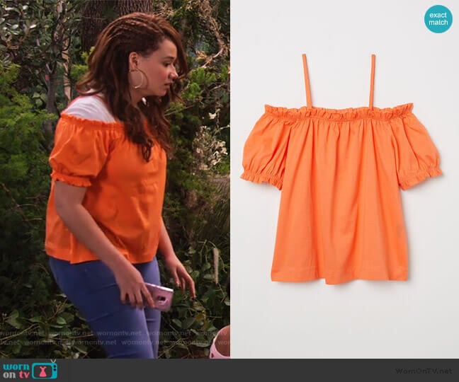 H&M Off-the-shoulder Top worn by Jade (Talia Jackson) on Family Reunion