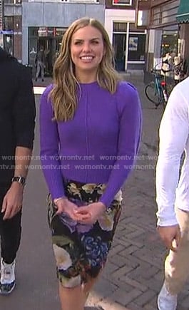 Hannah’s purple sweater and floral skirt on The Bachelorette