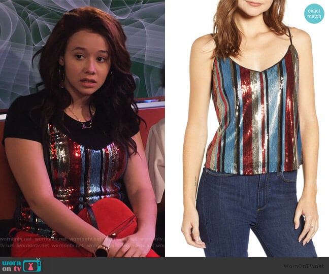 Heartloom Sparkle Camisole worn by Jade (Talia Jackson) on Family Reunion