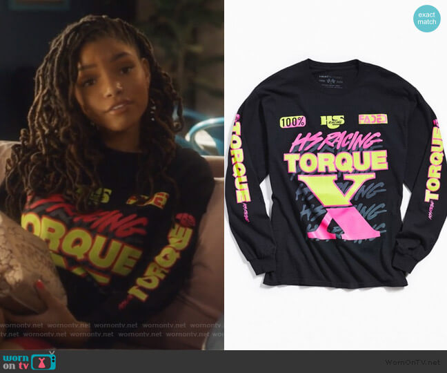 Heat Street Torque Long Sleeve Tee worn by Skylar Forster (Halle Bailey) on Grown-ish