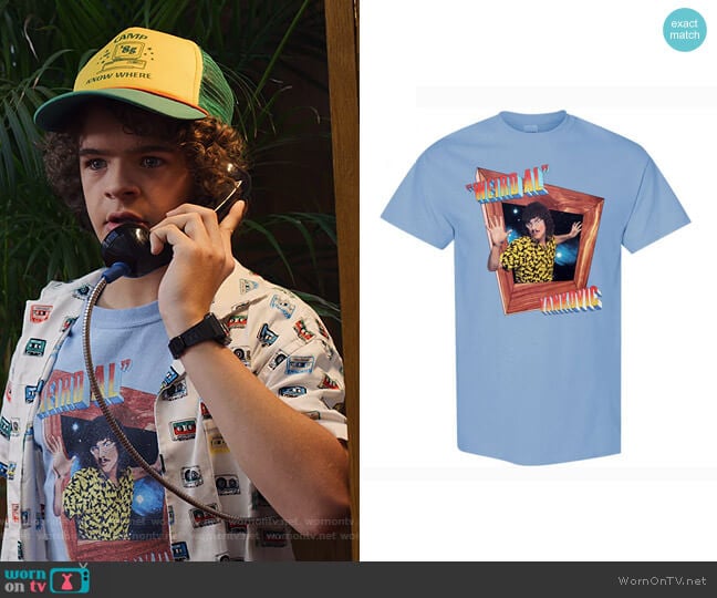 Weird Al IN-3D Blue T-Shirt worn by Dustin (Gaten Matarazzo) on Stranger Things