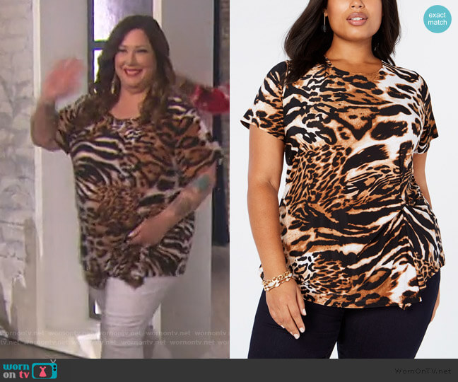 INC International Concepts Plus Size Animal-Print Top