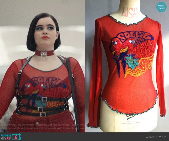 Jean Paul Gaultier Vintage Embroidered Tattoo Top worn by Kat Hernandez (Barbie Ferreira) on Euphoria