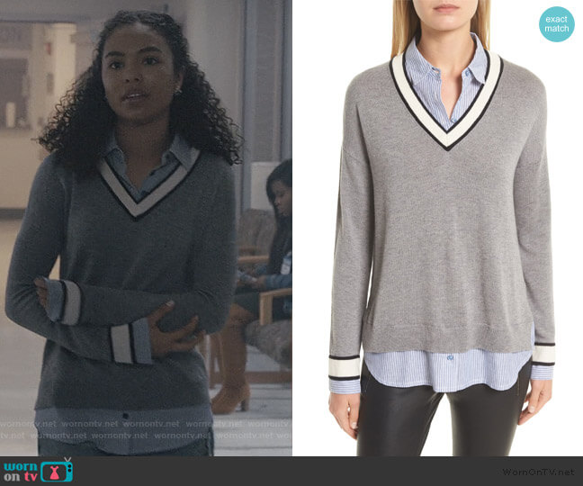 Joie Belva Layered Look Sweater worn by Olivia Reynolds (Jessica Sula) on Scream