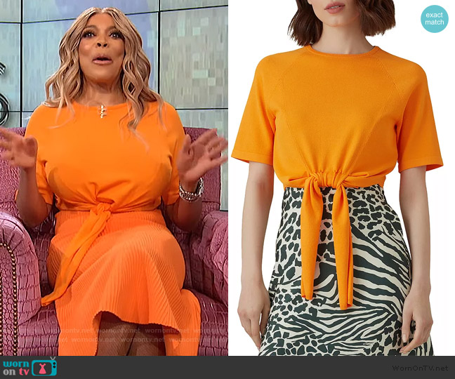 Karen Millen Tie-Hem Cropped Top worn by Wendy Williams on The Wendy Williams Show