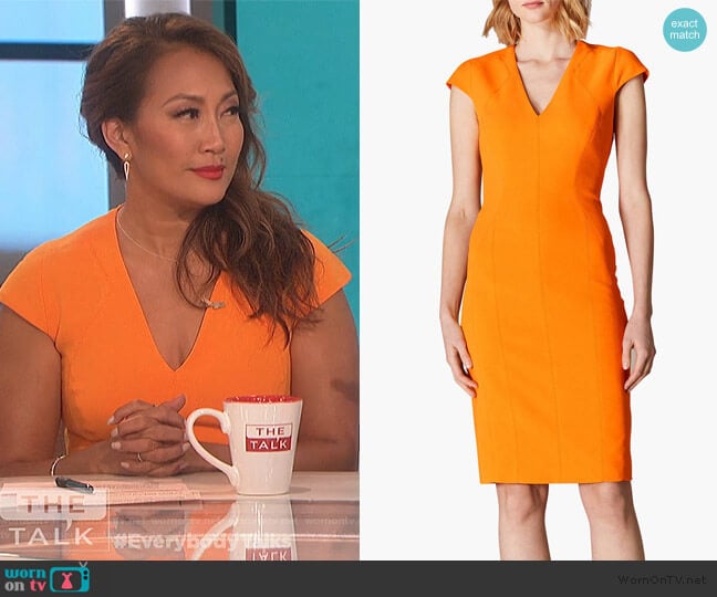 Karen Millen Cap Sleeve Pencil Dress worn by Carrie Inaba on The Talk
