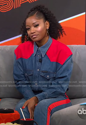 Keke’s western denim shirt and jeans on GMA Strahan And Sara