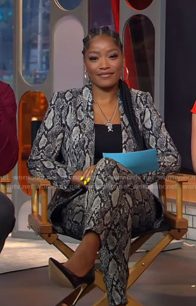 Keke’s grey snake print suit on GMA Strahan And Sara