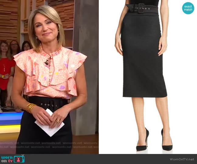 Alice + Olivia Kerstin Belted Pencil Skirt worn by Amy Robach on Good Morning America