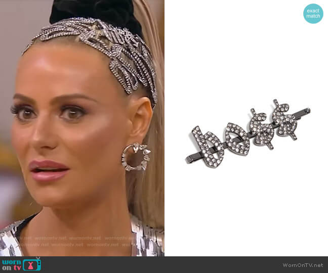 Kitsch x Justine Marjan Rhinestone Gothic Boss Barrette worn by Dorit Kemsley on The Real Housewives of Beverly Hills