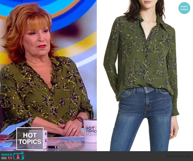 LAgence Nina Leaf-Print Silk Blouse worn by Joy Behar on The View