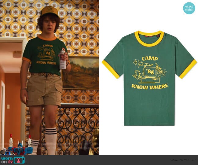 Levis Stranger Things Camp Know Where Ringer Tee worn by Dustin (Gaten Matarazzo) on Stranger Things