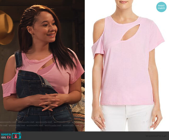 LNA Bloom Cutout Tee worn by Jade (Talia Jackson) on Family Reunion