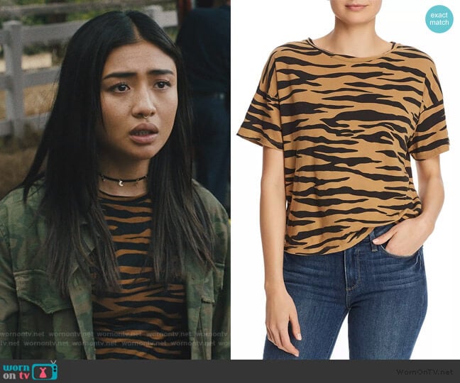 LNA Tiger-Print Tee worn by Alex Portnoy (Brianne Tju) on Light as a Feather
