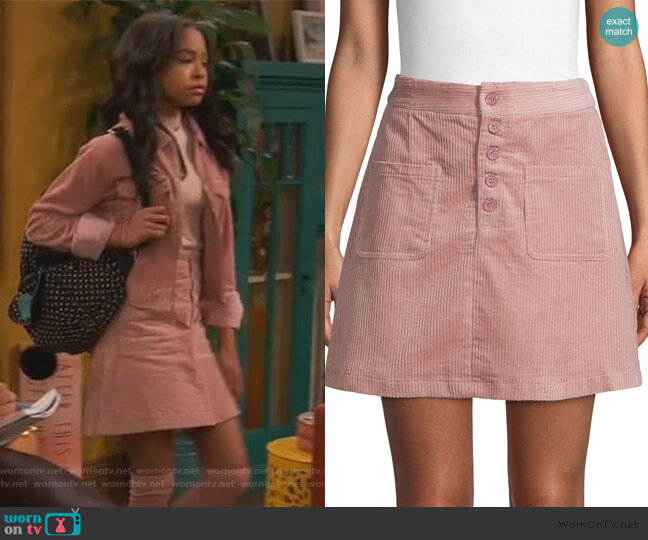 Lost + Wander Corduroy Mini Skirt worn by Nia Baxter (Navia Robinson) on Ravens Home