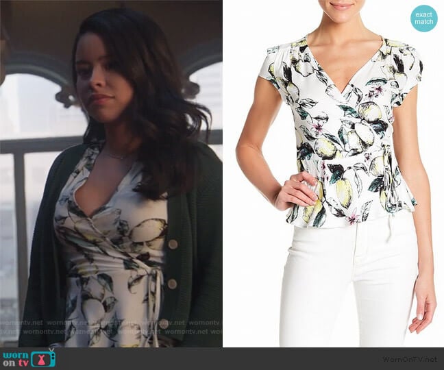 Love Fire Faux-Wrap Lemon-Printed Blouse worn by Mariana Foster (Cierra Ramirez) on Good Trouble