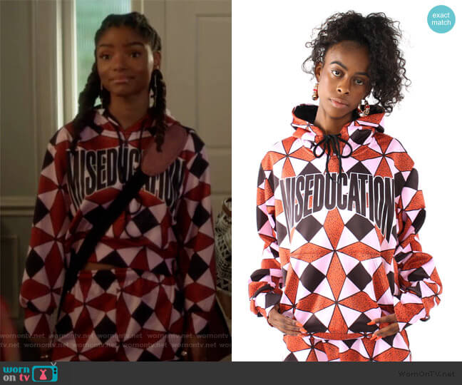 Melody Ehsani Ex Factor Diamond Print Hoodie worn by Skylar Forster (Halle Bailey) on Grown-ish