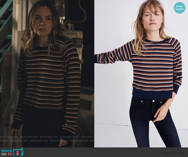Madewell Shrunken Sweatshirt in Vicky Stripe worn by McKenna Brady (Liana Liberato) on Light as a Feather