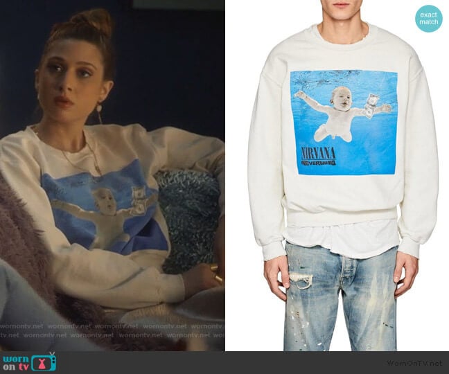Madeworn Nirvana Nevermind Distressed Sweatshirt worn by Nomi Segal (Emily Arlook) on Grown-ish