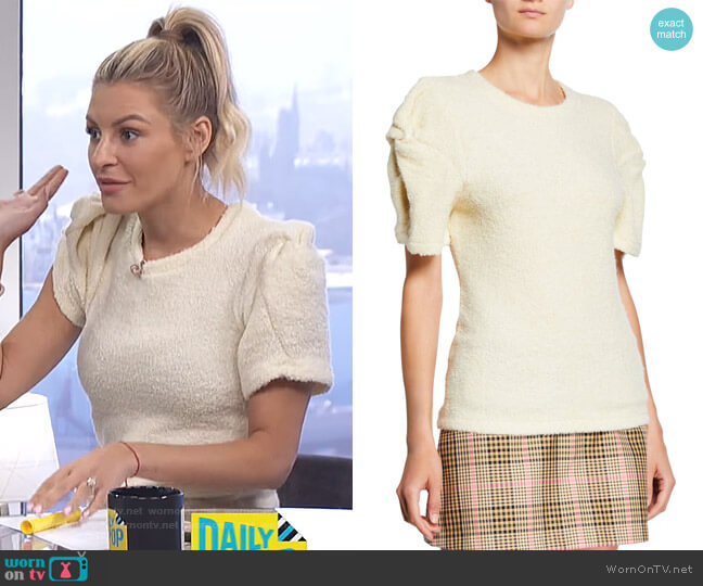 Maggie Marilyn Knotted Short-Sleeve Top worn by Morgan Stewart on E! News