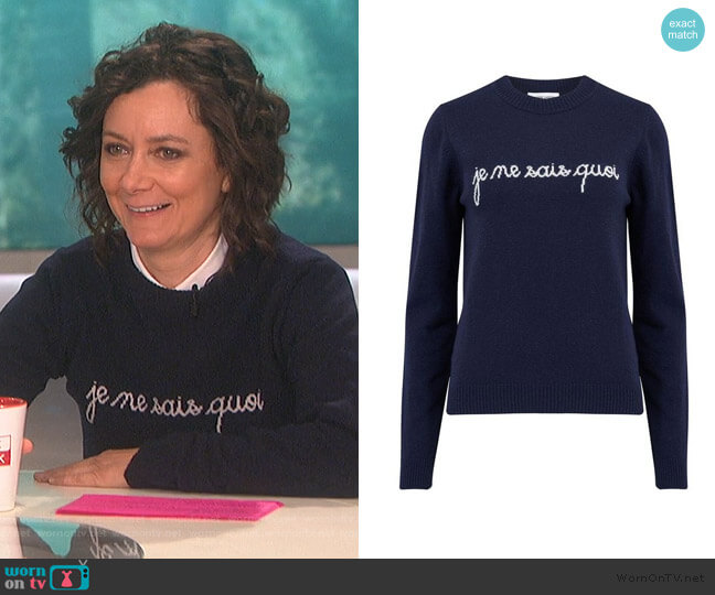 Maison Labiche Blue Je Ne Sais Quoi Sweater worn by Sara Gilbert on The Talk