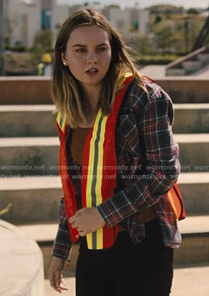 McKenna’s blue and red plaid shirt on Light as a Feather