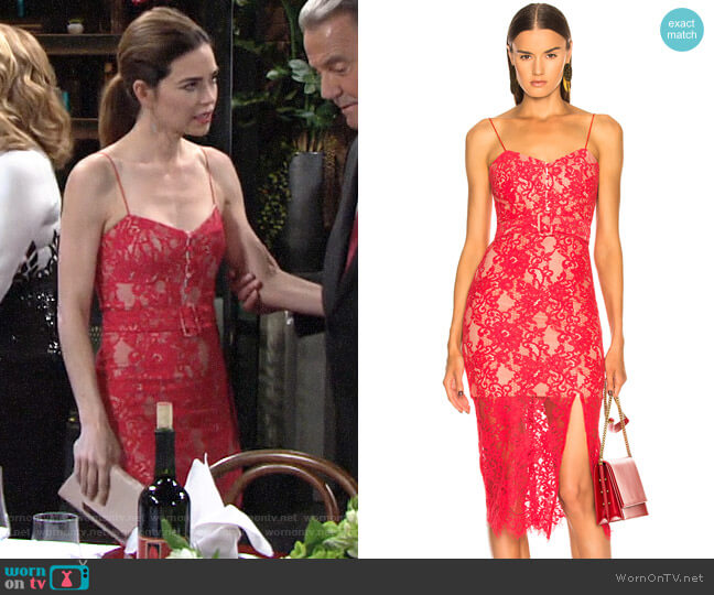 Nicholas Rubie Lace Bra Dress worn by Victoria Newman (Amelia Heinle) on The Young and the Restless